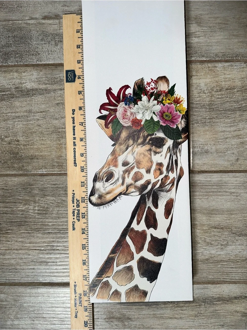 Floral Crown Giraffe Wall Art - Brown & Cream Canvas 🌸🦒